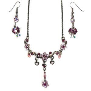 Vintage Crystal Beaded Necklace and Earrings Set